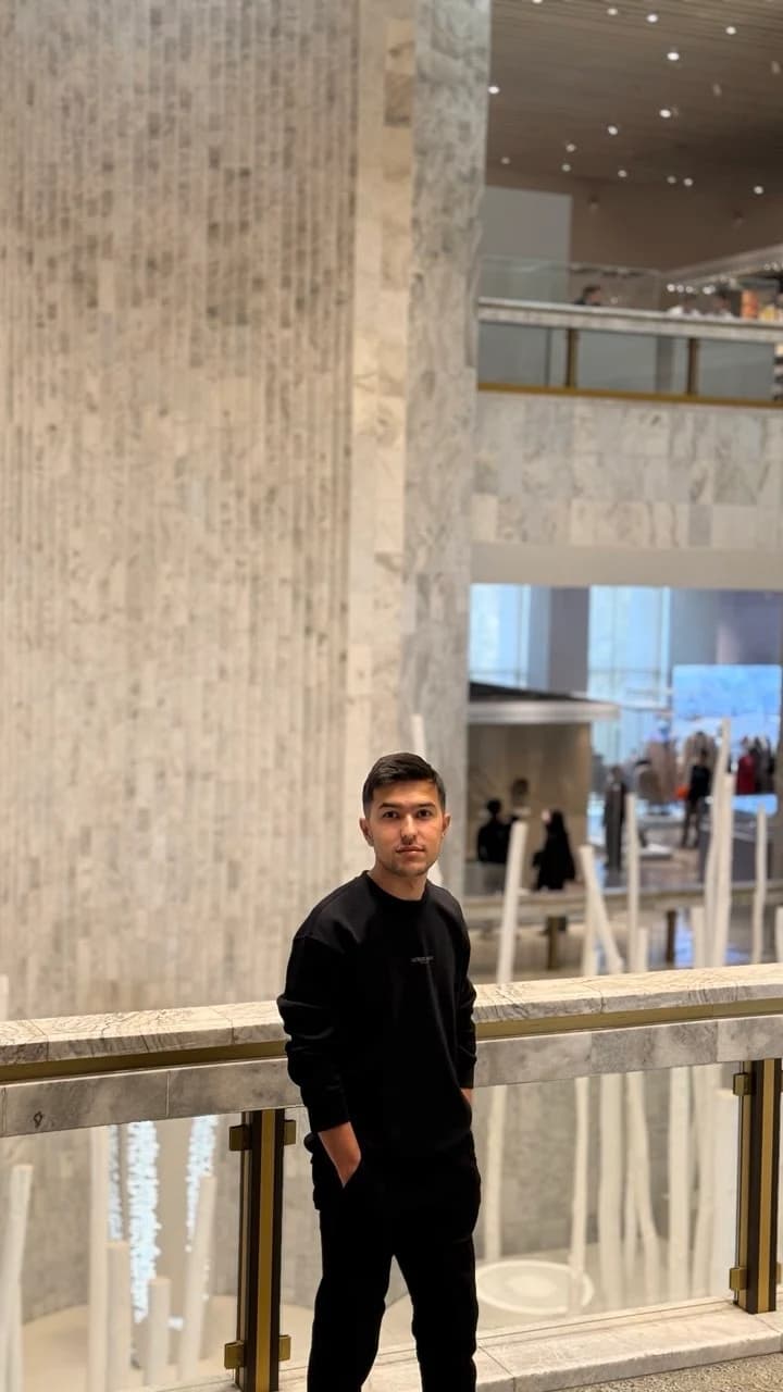Halim in a marble atrium